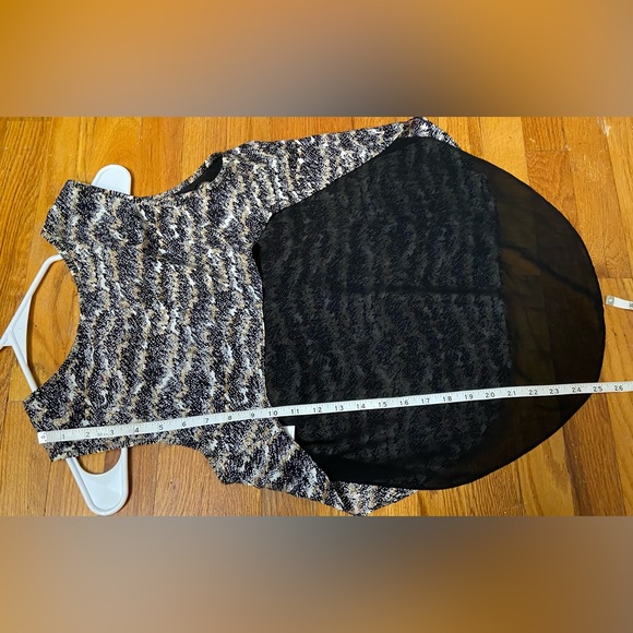 Rag & Bone printed silk High Low Sleeveless Blouse Tank Top Black Cream Sheer - Picture 7 of 9